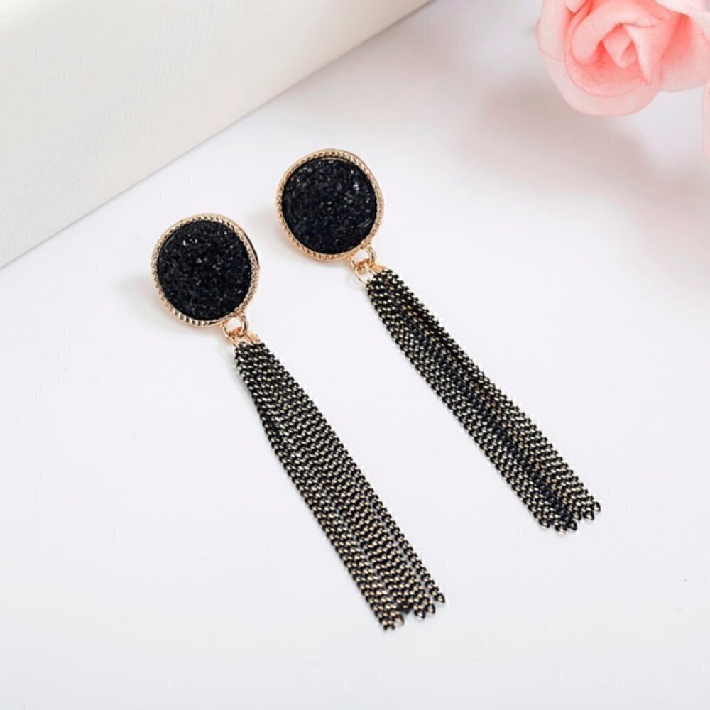Rhinestone Long Drop Earrings druzy gypsy …